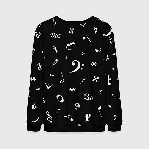 Мужской свитшот Нотные Знаки Белые на Черном / 3D-Черный – фото 2