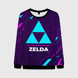 Свитшот мужской Символ Zelda в неоновых цветах на темном фоне, цвет: 3D-черный
