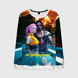Свитшот мужской Cyberpunk2077 Johnny Vi girl, цвет: 3D-белый
