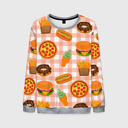 Мужской свитшот PIZZA DONUT BURGER FRIES ICE CREAM pattern