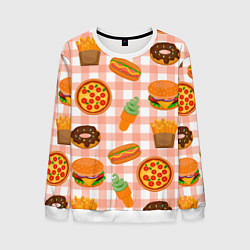 Мужской свитшот PIZZA DONUT BURGER FRIES ICE CREAM pattern