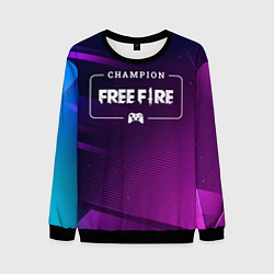 Свитшот мужской Free Fire Gaming Champion: рамка с лого и джойстик, цвет: 3D-черный