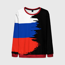 Свитшот мужской Российский триколор на темном фоне, цвет: 3D-красный