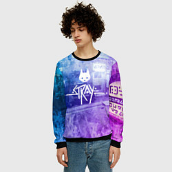 Свитшот мужской Stray: Neon Logo, цвет: 3D-черный — фото 2