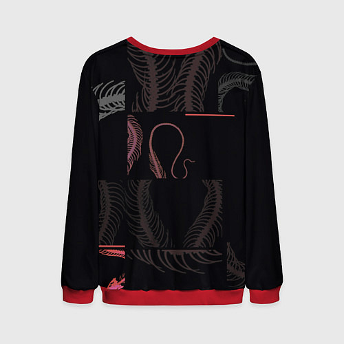 Мужской свитшот Скелет змеи Snake skeleton / 3D-Красный – фото 2
