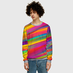 Свитшот мужской Красочный летний паттерн Цветные полосы, цвет: 3D-меланж — фото 2