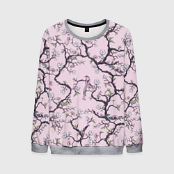 Свитшот мужской Цветы Сакуры и Птицы На Ветках, цвет: 3D-меланж