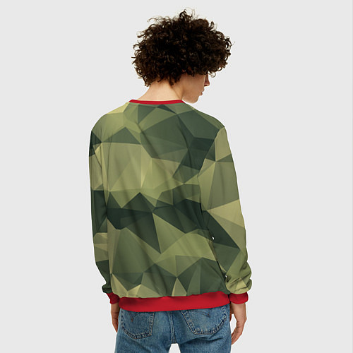 Мужской свитшот 3д полигоны - камуфляж / 3D-Красный – фото 4