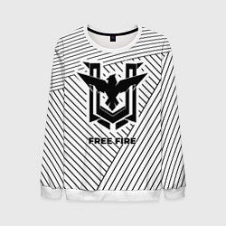 Свитшот мужской Символ Free Fire на светлом фоне с полосами, цвет: 3D-белый