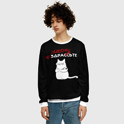 Свитшот мужской Неприветливый кот, цвет: 3D-белый — фото 2