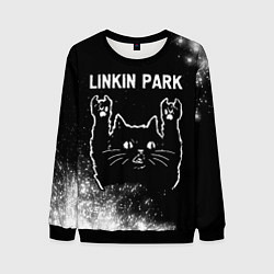 Свитшот мужской Группа Linkin Park и Рок Кот, цвет: 3D-черный