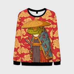 Свитшот мужской Старая самурайская лягуха, цвет: 3D-черный