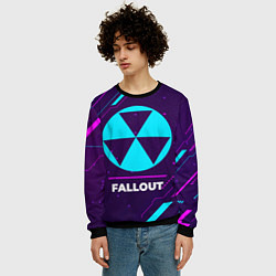 Свитшот мужской Символ Fallout в неоновых цветах на темном фоне, цвет: 3D-черный — фото 2