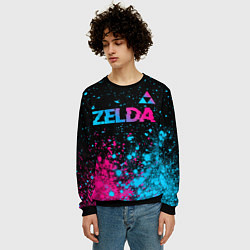 Свитшот мужской Zelda Neon Triforce, цвет: 3D-черный — фото 2