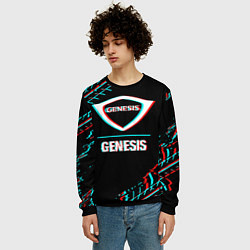Свитшот мужской Значок Genesis в стиле Glitch на темном фоне, цвет: 3D-черный — фото 2