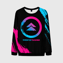 Свитшот мужской Ghost of Tsushima Neon Gradient, цвет: 3D-черный