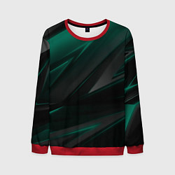 Свитшот мужской Бирюзовый черный фон, цвет: 3D-красный