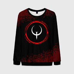 Свитшот мужской Символ Quake и краска вокруг на темном фоне, цвет: 3D-черный