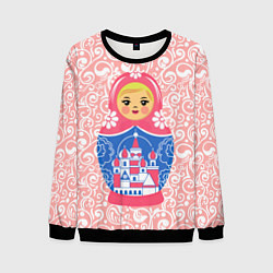 Свитшот мужской Матрешка в узорах, цвет: 3D-черный