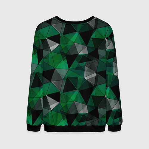 Мужской свитшот Зеленый, серый и черный геометрический / 3D-Черный – фото 2
