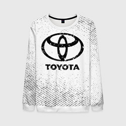 Свитшот мужской Toyota с потертостями на светлом фоне, цвет: 3D-белый