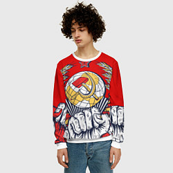 Свитшот мужской СССР серп и молот герб, цвет: 3D-белый — фото 2