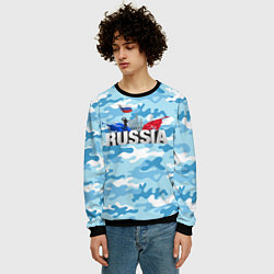 Свитшот мужской Russia: синий камфуляж, цвет: 3D-черный — фото 2
