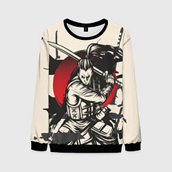 Свитшот мужской Воин-самурай в деле, цвет: 3D-черный