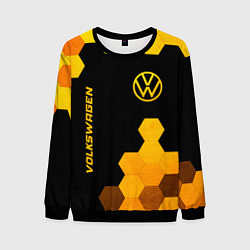 Свитшот мужской Volkswagen - gold gradient: символ и надпись верти, цвет: 3D-черный