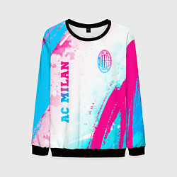 Свитшот мужской AC Milan neon gradient style: символ и надпись вер, цвет: 3D-черный