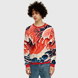 Свитшот мужской Великая красная волна, цвет: 3D-красный — фото 2