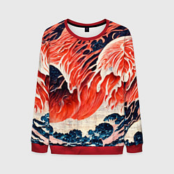 Свитшот мужской Великая красная волна, цвет: 3D-красный
