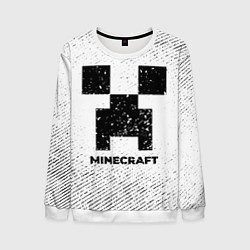 Свитшот мужской Minecraft с потертостями на светлом фоне, цвет: 3D-белый