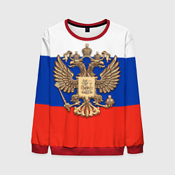 Мужской свитшот Герб России на фоне флага