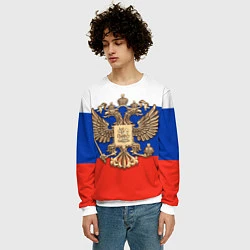 Свитшот мужской Герб России на фоне флага, цвет: 3D-белый — фото 2