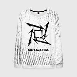 Свитшот мужской Metallica с потертостями на светлом фоне, цвет: 3D-белый