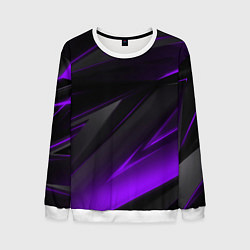 Свитшот мужской Черно-фиолетовая геометрическая абстракция, цвет: 3D-белый
