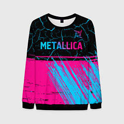 Свитшот мужской Metallica - neon gradient: символ сверху, цвет: 3D-черный