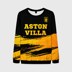 Свитшот мужской Aston Villa - gold gradient: символ сверху, цвет: 3D-черный