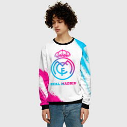 Свитшот мужской Real Madrid neon gradient style, цвет: 3D-черный — фото 2