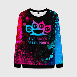 Свитшот мужской Five Finger Death Punch - neon gradient, цвет: 3D-черный