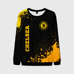 Свитшот мужской Chelsea - gold gradient: символ и надпись вертикал, цвет: 3D-черный