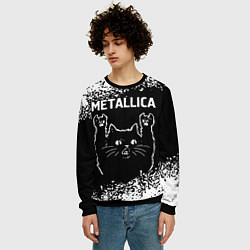 Свитшот мужской Группа Metallica и рок кот, цвет: 3D-черный — фото 2
