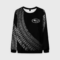 Свитшот мужской Subaru tire tracks, цвет: 3D-черный