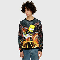Свитшот мужской Барт Симпсон - соло на гитаре, цвет: 3D-черный — фото 2
