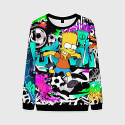 Свитшот мужской Барт Симпсон - центр-форвард на фоне граффити, цвет: 3D-черный