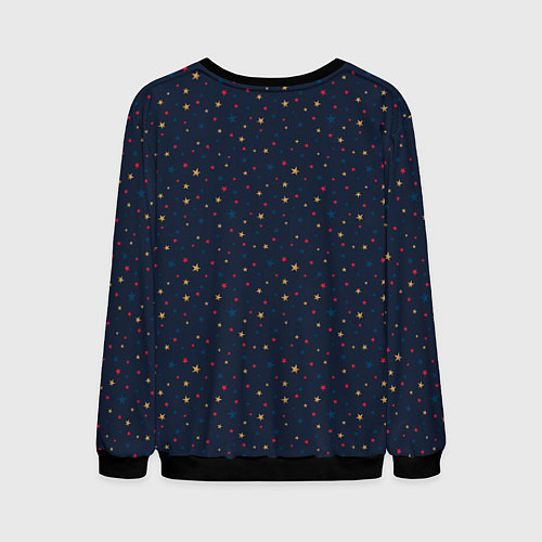 Мужской свитшот Золотые, красные, синие звезды на темно синем / 3D-Черный – фото 2