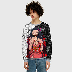 Свитшот мужской Незуко - Клинок рассекающий демонов, цвет: 3D-меланж — фото 2