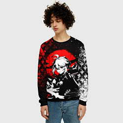 Свитшот мужской Кадзуха - Мрачный геншин, цвет: 3D-черный — фото 2