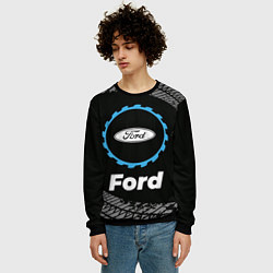 Свитшот мужской Ford в стиле Top Gear со следами шин на фоне, цвет: 3D-черный — фото 2